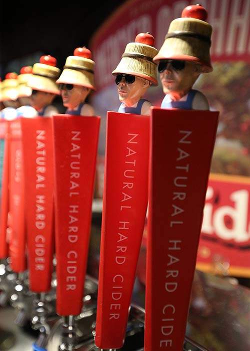 There are plenty of choices on tap at the hard cider tasting bar in the store at Mercier Orchards in Blue Ridge.