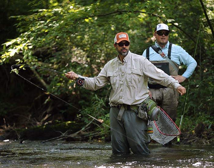 Practicing the art of fly fishing in North