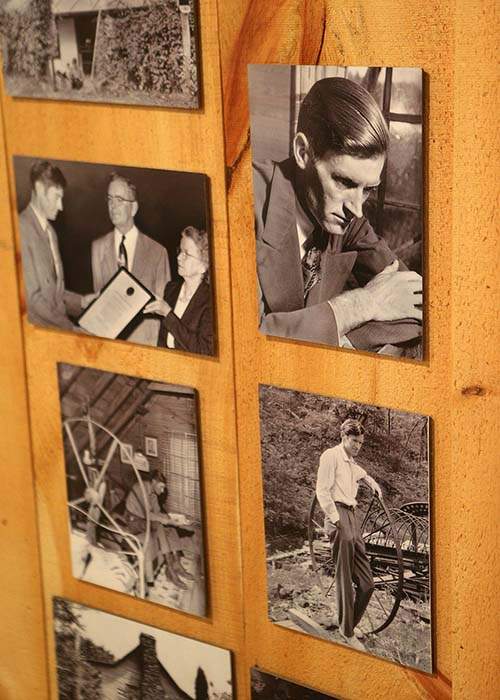 Photographs of Reece hang on the wall as part of a display in the main barn at the Byron Herbert Reece Farm &amp;amp; Heritage Center in Blairsville. Curtis Compton\/AJC