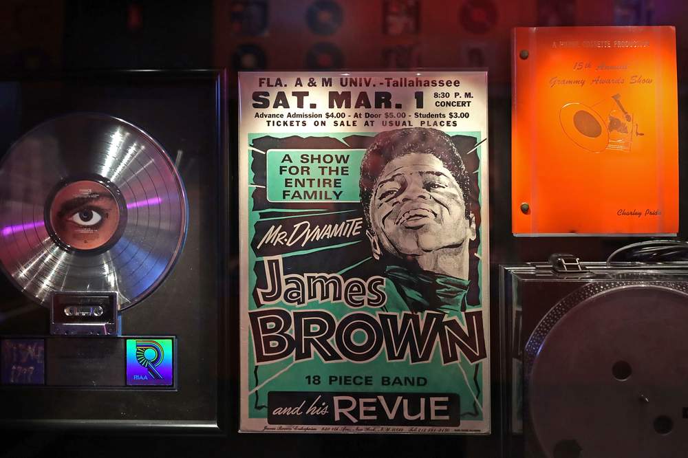 Platinum records, orginal posters and other artifacts are on display in the Musical Crossroads section of the fourth floor Culture Galleries.  (Chip Somodevilla\/Getty Images)