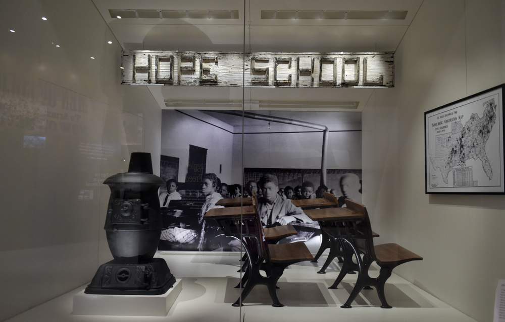 A display featuring the Hope Rosenwald School,  also known as Hope School which served rural African-American children in the early 20th century,  is on display at the National Museum of African American History and Culture.  (AP Photo\/Susan Walsh)