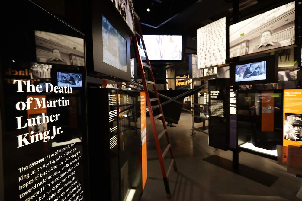 There are no major personal mementos from Martin Luther King Jr. at the museum but a news story about his killing is on display. (Chip Somodevilla\/Getty Images)