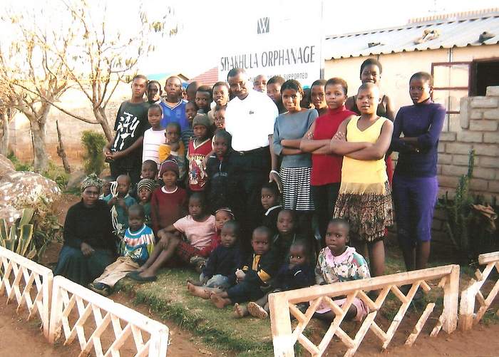 Victor Mbaba in Nigeria with students. Contributed photo