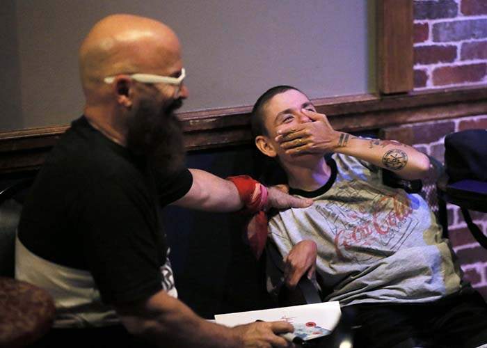 After his performance at Eddie’s Attic, Angie chatted with Michelle Dunlap, 33, a fan from Decatur. 