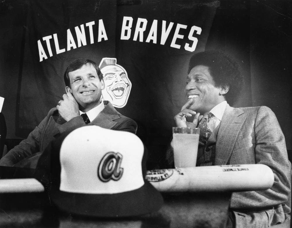 Bobby Cox with Bill Lucas, Braves' director of player personnel, in 1977. (Minla Linn/AJC File)