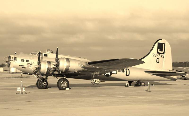 The Liberty Belle, a refurbished B-17 at the Mighty 8th Museum near Savannah. Greene took a flight on the bomber on January 31, 2010. Contributed by J. Ross Greene