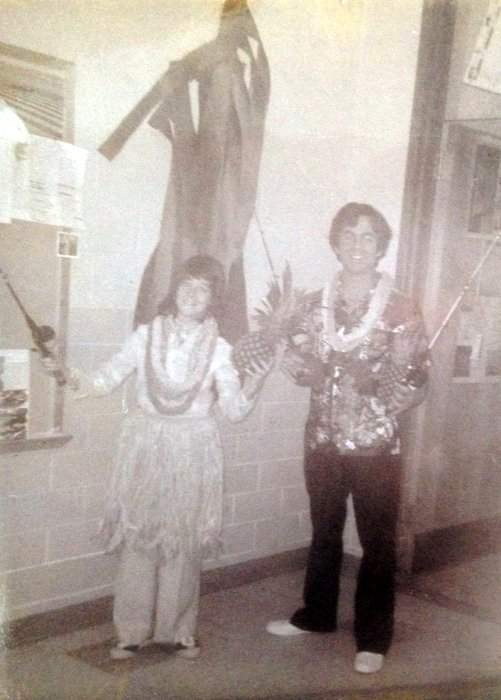 Marjy Stagmeier in 1973 with her sixth grade teacher, Doug Avryn. Contributed by Marjy Stagmeier