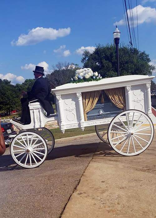 Oliver "Poopoo" Campbell Jr.'s funeral procession was led by a white horse-drawn hearse. This photo was taken from a friend's Twitter account.