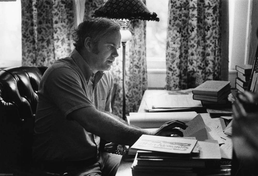 Conroy working in his office in 1980. AJC file\/Special Collections and Archives, Georgia State University Library.