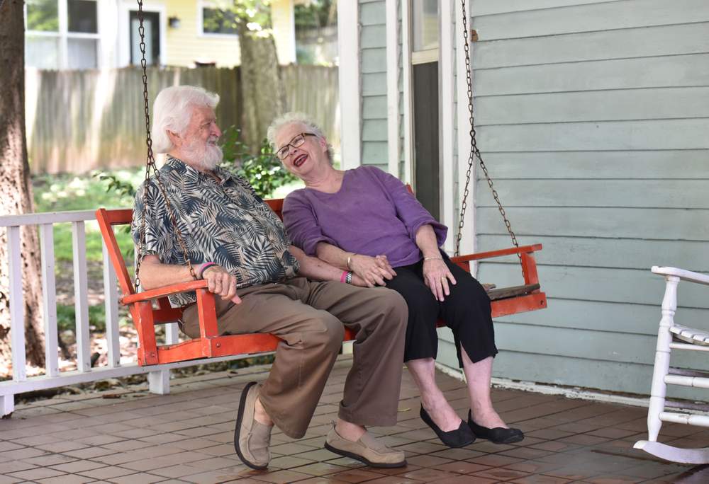 Anita Beaty and her husband Jim at their home on July 21,  2017. Photo by Hyosub Shin \/ hshin@ajc.com
