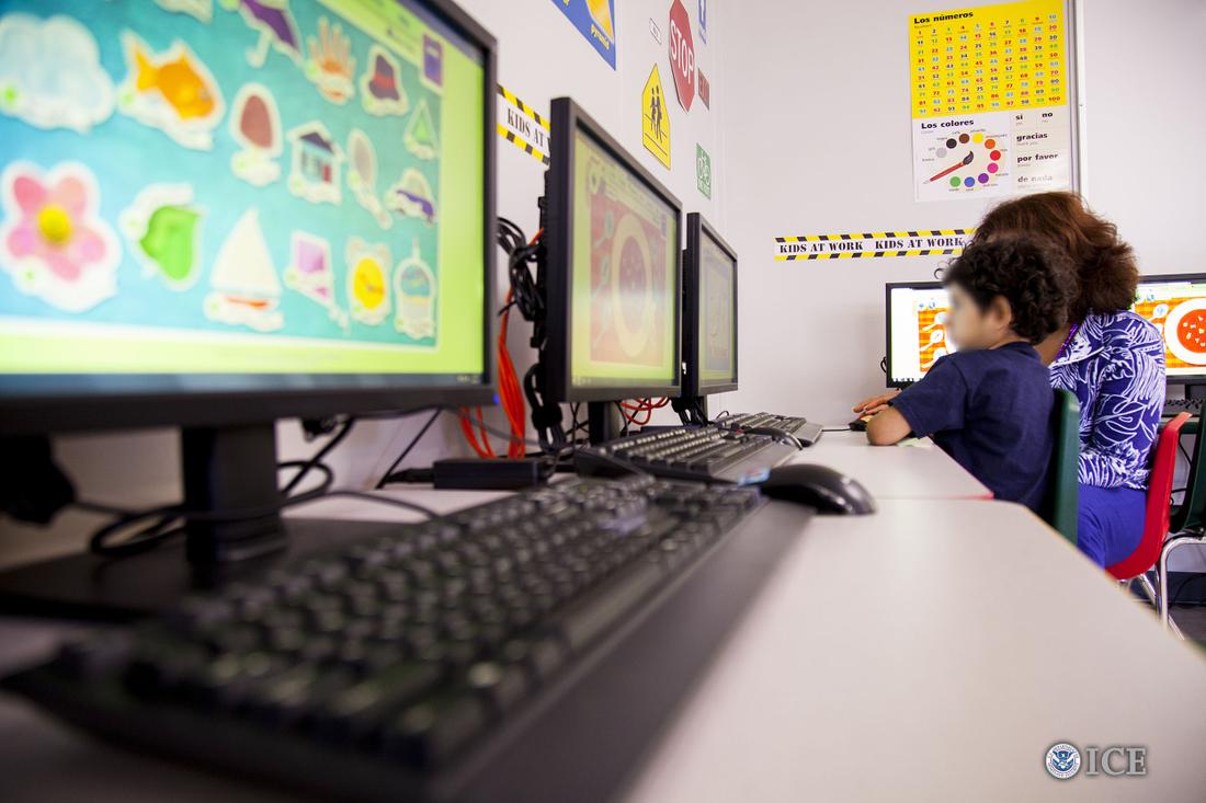 Children held in the South Texas Family Residential Center attend classes four hours a day. Photo courtesy of  U.S. Immigration and Customs Enforcement