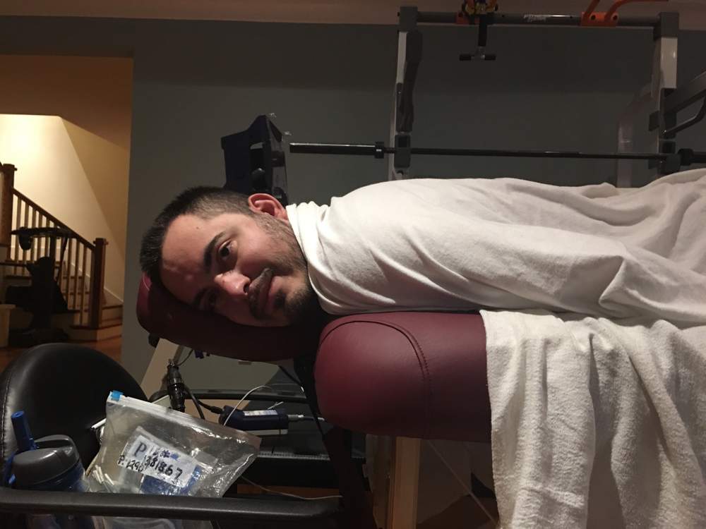 Ignacio had to spend 90 days laying face down on a massage table so a pressure sore on his lower back could heal. \/ Contributed photo