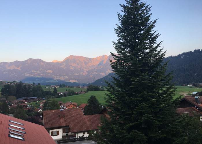 Sunset on the terrace at the Nebelhorn Relaxhotel.