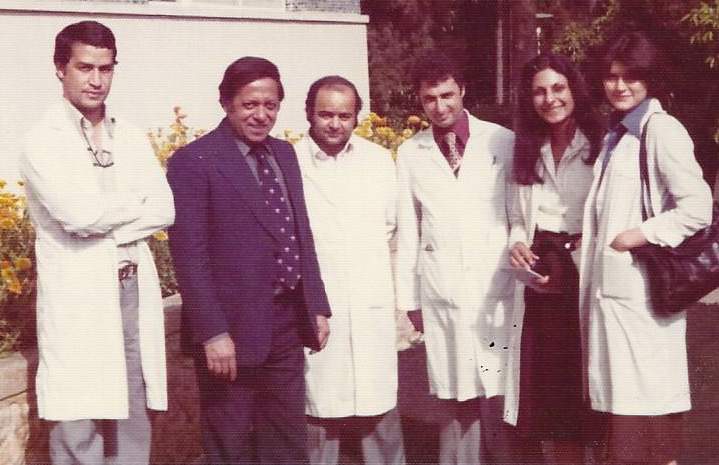 Gulshan with professors and classmates at Pahlavi University in Iran. Contributed photo