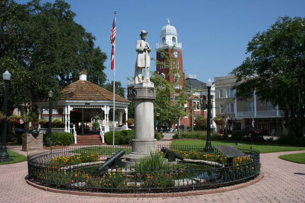 Willis Park, in the heart of downtown Bainbridge, is one of many town squares along U.S. 27.