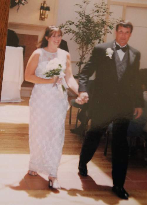Stephanie with Tommy Scott on their wedding day. They were already expecting their son, Wyn. Contributed photo