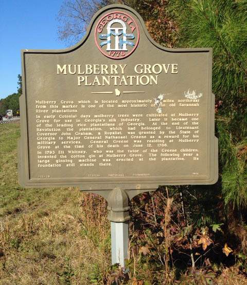 The official state marker honoring Mulberry Grove plantation. (Dan Chapman\/dchapman@ajc.com)