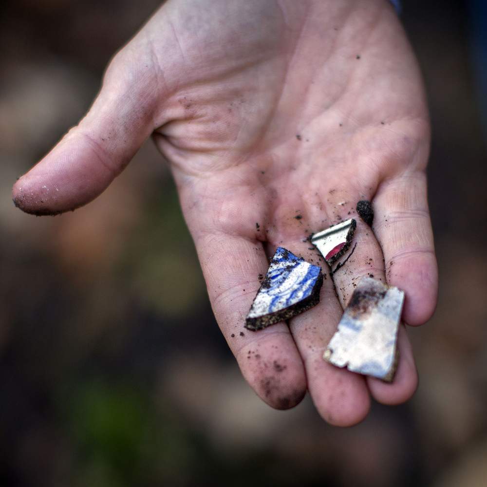 Pieces of pottery found on the Mulberry Grove plantation site. (Stephen B. Morton\/AJC)