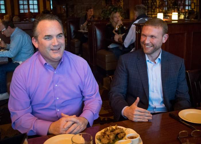 During a recent visit to Atlanta, Josh sits at the Village Tavern in Alpharettawith his friend David Gansereit, who bailed him out jail in 2008. CONTRIBUTED BY STEVE SCHAEFER 