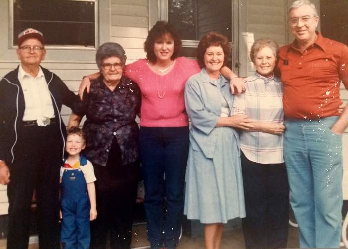 Four-year-old Josh poses for a family photograph with with his great grandfather Earl Umfress (from left), great grandmother Irene Umfress, mother Sharon Horton, grandmother Lois Verlander, great-aunt Verene Umfress and grandfather Ronald J. Verlander. CONTRIBUTED