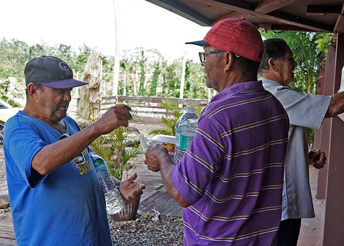 Closed due to storm damage, Taino Restaurant in the mountain town of Lares distributes free hot meals prepared by World Central Kitchen. Contributed by Carla Dávila Ortiz