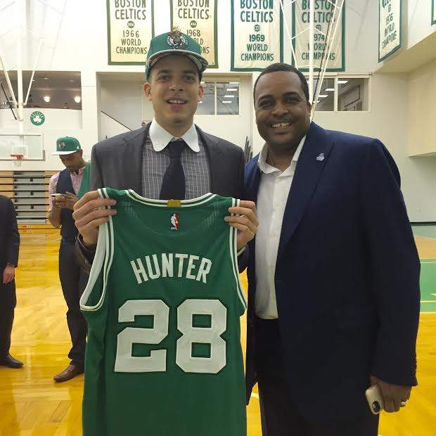 R.J Hunter, now a rookie guard with the Boston Celtics, and his dad Ron Hunter, head coach of the Georgia State University basketball team. Contributed by Amy Hunter