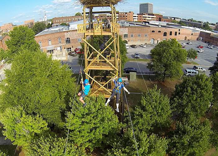 Blue Heron Adventures recently made available a zip line that has daredevils flying over the Chattahoochee River from one state to another. CONTRIBUTED BY VISIT COLUMBUS GA
