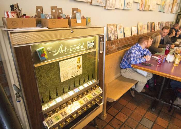 A new Art-O-Mat Trail will debut in 2018; repurposed cigarette dispensers that sell art are already installed at 19 locations around Winston-Salem. CONTRIBUTED BY VISIT WINSTON-SALEM AND ART-O-MAT