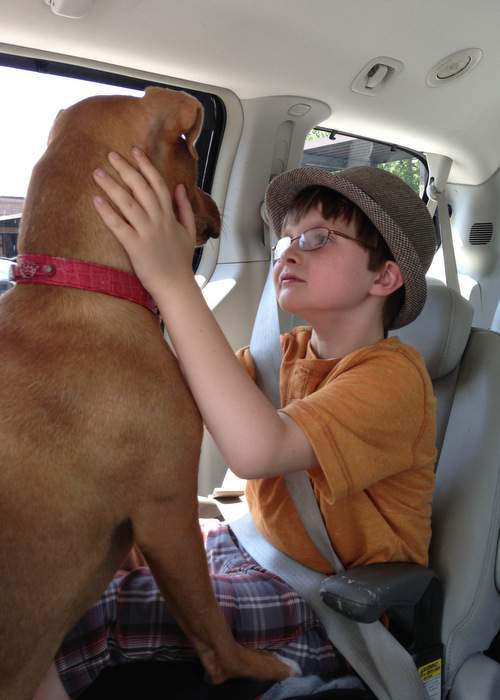 Xena and Jonny take a ride. Contributed by Linda Hickey.