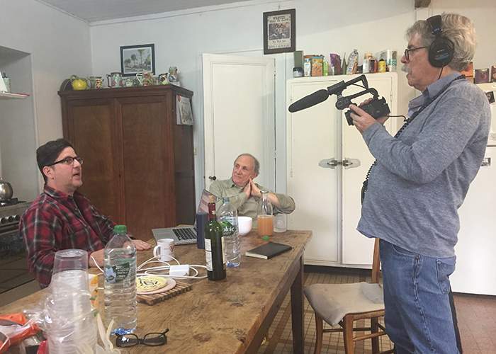Music producer Gary Gold (left) and Daniel are interviewed by “CBS Sunday Morning” at Daniel’s 500-year-old home near Bordeaux, France. Contributed photo