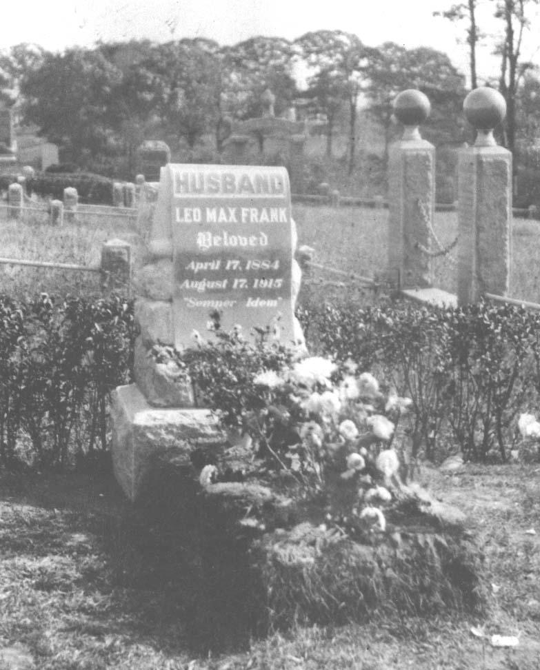 The original gravestone for Frank has since been replaced by a recessed, in-ground marker reading "Beloved husband."PHOTO: The William Breman Jewish Heritage Museum