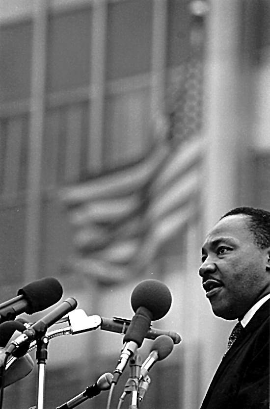 In front of the United Nations in New York, April 15, 1967, when King called the Vietnam War racist and broke with President Lyndon Johnson.