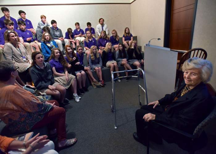 Eva frequently speaks to students about the Holocaust at the William Breman Jewish Heritage Museum in Atlanta. 