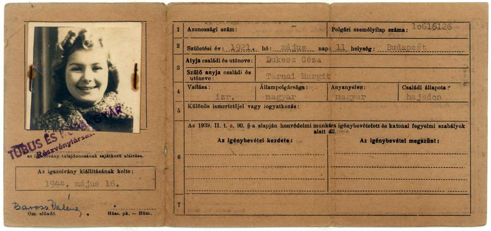 Eva's ID in Budapest.